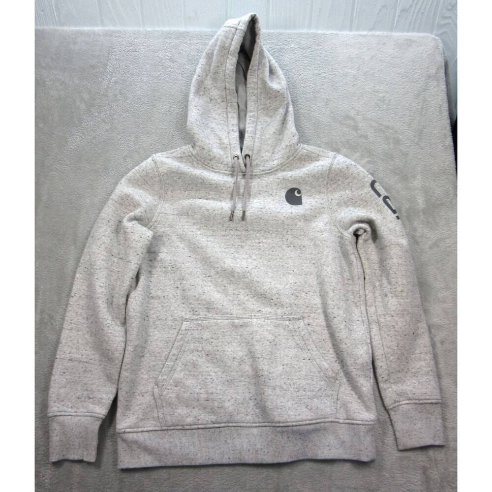 Carhartt Hoodie Mens Medium Relaxed Fit Graphic Sleeve Gray Sweatshirt